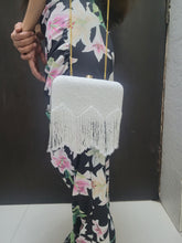 Touhfey Hand Embroidered White Tassle Bag
