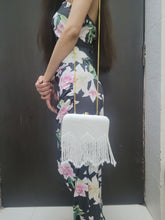 Touhfey Hand Embroidered White Tassle Bag