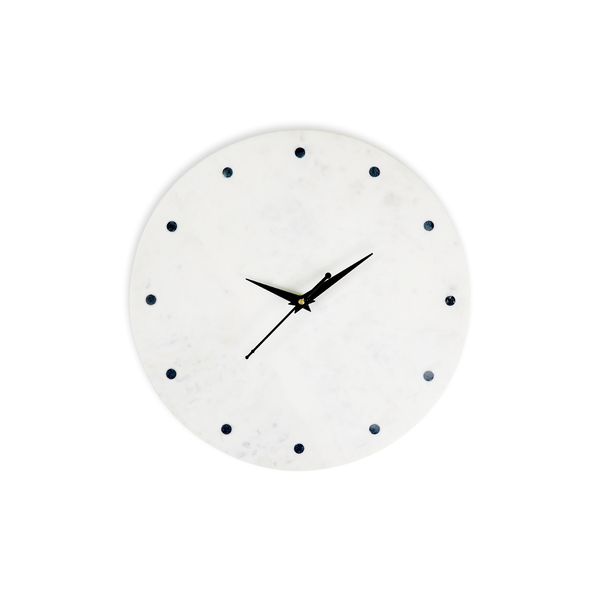 Moonstone Round Marble Wall clock- Black Dots number | Luxury & Premium | Gokraftly Watch
