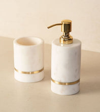 Gokraftly White & Gold Aurelia Marble with Brass inlay Bathroom Set