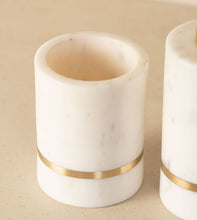 Gokraftly White & Gold Aurelia Marble with Brass inlay Bathroom Set
