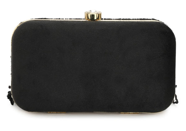 Touhfey Hand Embroidered Black Tassle Bag