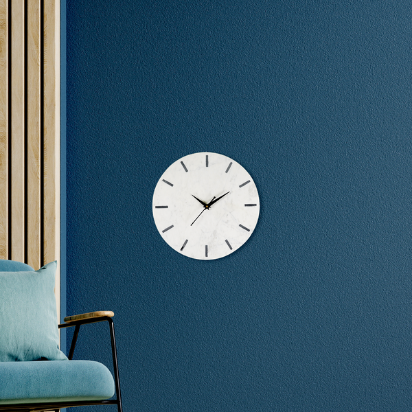 Royal White Marble Wall Clock with Black Finish | Gokraftly Certificate of Authenticity | Handmade