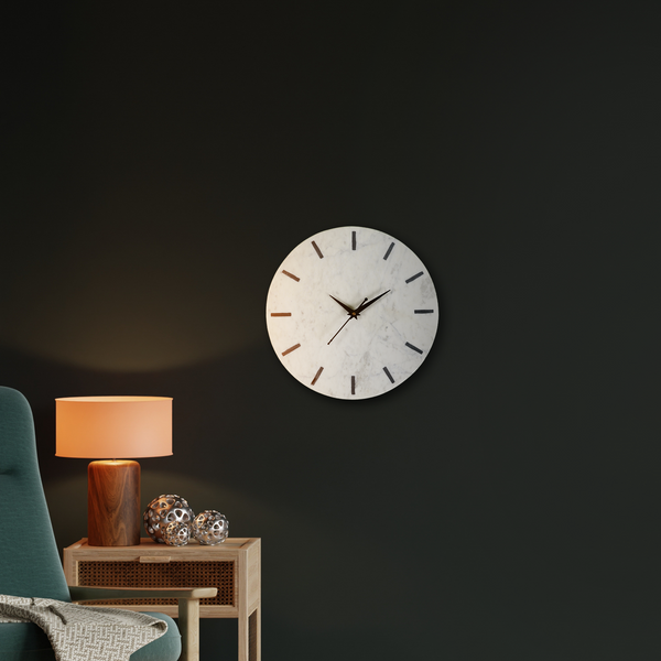 Royal White Marble Wall Clock with Black Finish | Gokraftly Certificate of Authenticity | Handmade