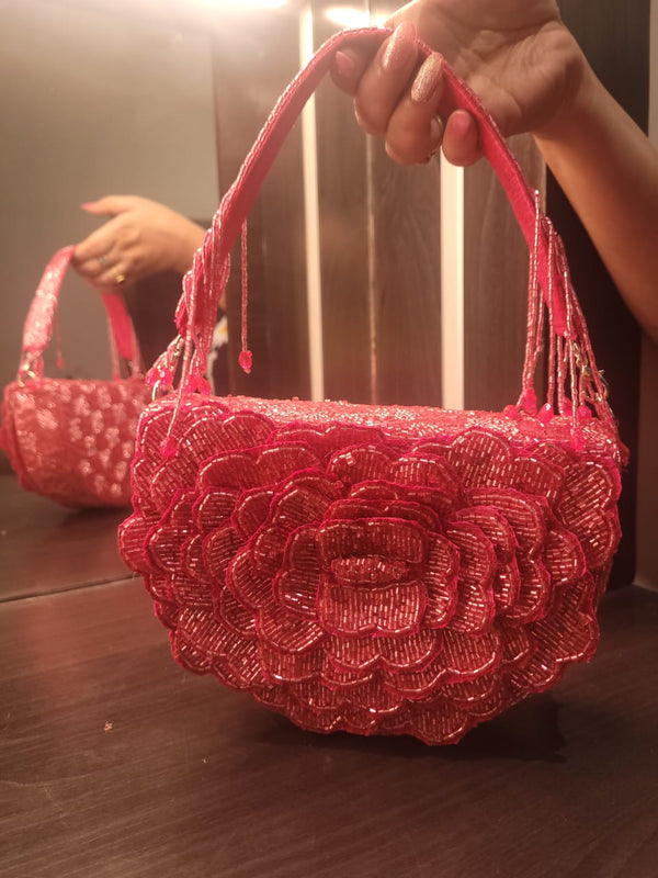 Luxury Rose Hot Pink Flap Bag | Touhfey by Gokraftly