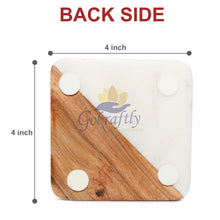Squircle Shaped Marble and Wooden Coasters Set of 4 – Marble & Wood