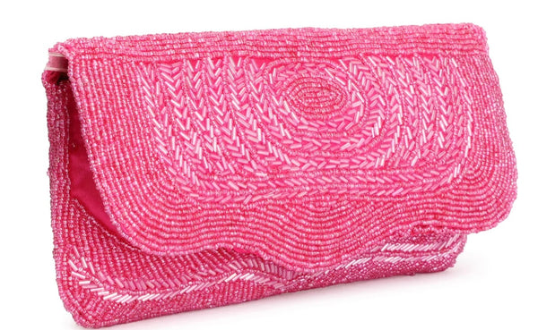 Touhfey Pink Fancy Flap Bag - Beaded Embroidery