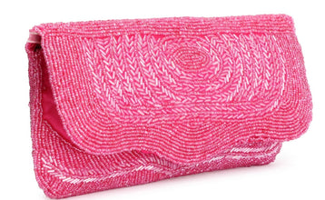 Touhfey Pink Fancy Flap Bag - Beaded Embroidery