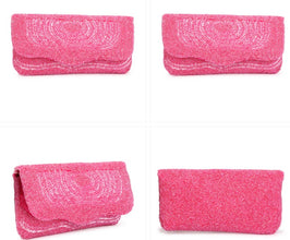 Touhfey Pink Fancy Flap Bag - Beaded Embroidery
