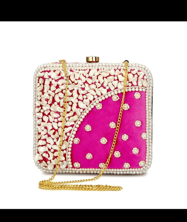 Square Pink Handcrafted Clutch