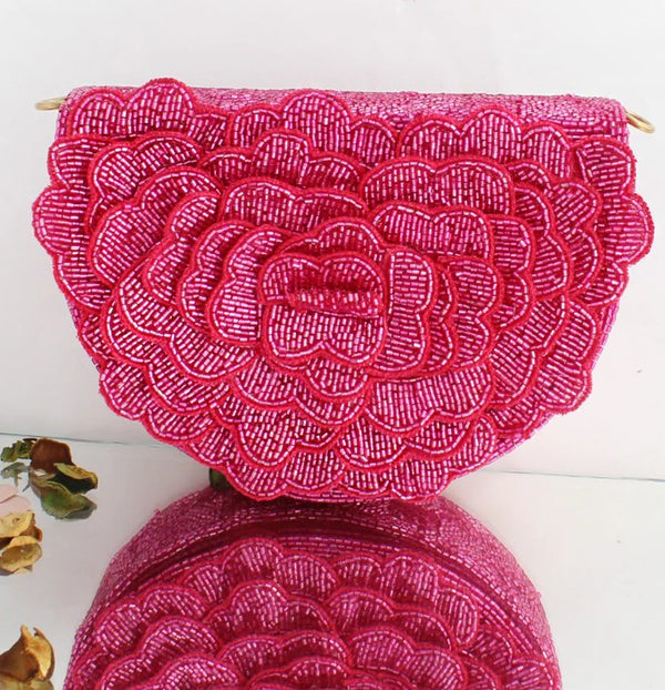 Luxury Rose Hot Pink Flap Bag | Touhfey by Gokraftly