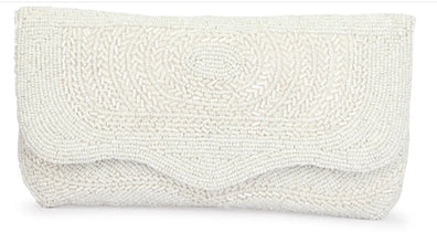 Touhfey White Fancy Flap Bag - Beaded Embroidery