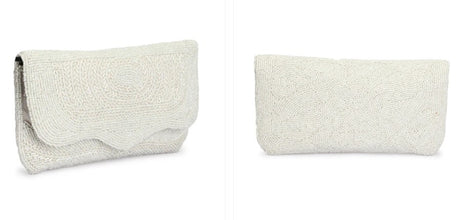 Touhfey White Fancy Flap Bag - Beaded Embroidery