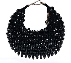 Touhfey Black Embellished Crystal Moon Bag | By Gokraftly | Handmade & Royal
