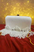 Touhfey Hand Embroidered White Tassle Bag