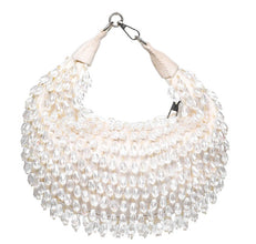 Touhfey White Embellished Crystal Moon Bag | By Gokraftly | Handmade & Royal