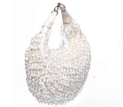 Touhfey White Embellished Crystal Moon Bag | By Gokraftly | Handmade & Royal