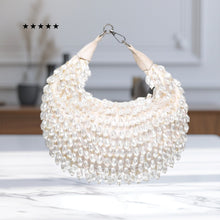 Touhfey White Embellished Crystal Moon Bag | By Gokraftly | Handmade & Royal